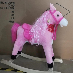 出口儿童毛绒实木摇摇马独角兽仿真马啼声室内3-6岁rocking horse