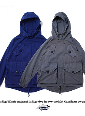 IndigoWhale 四袋套头美式复古帆布帽衫立体大口袋Guner Smock