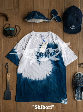 鯨藍IndigoWhale 手工天然植物蓝染indigo扎染shibori tee