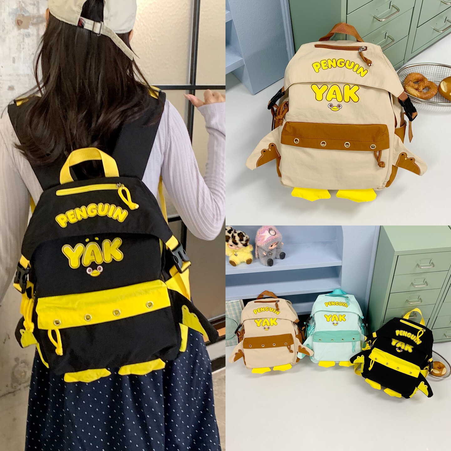 卡通企鹅儿童双肩包女孩可爱软萌出游背包男童幼儿园中大班书包潮