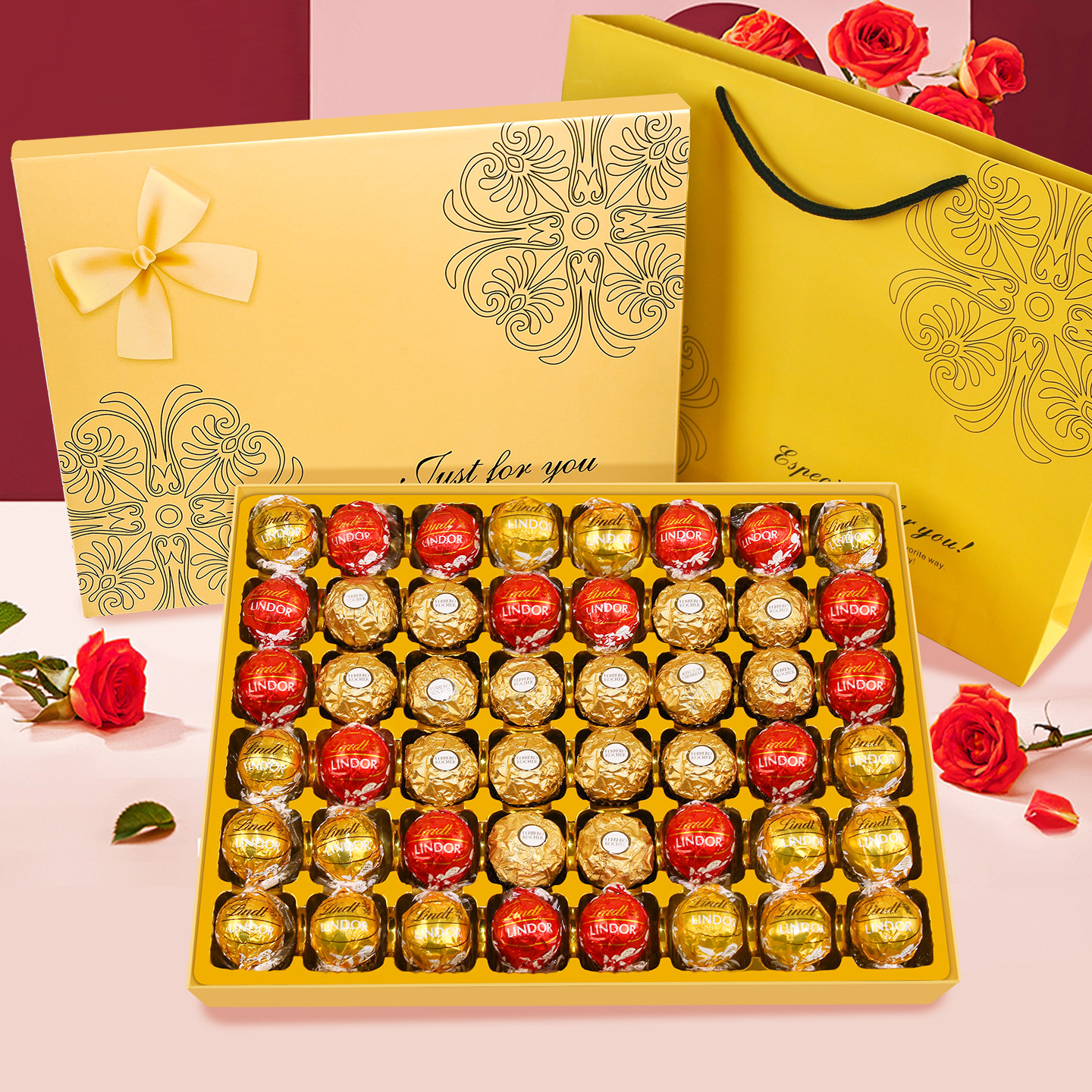 费列罗巧克力礼盒榛果巧克力瑞士莲双拼礼盒生日礼物送女友老婆