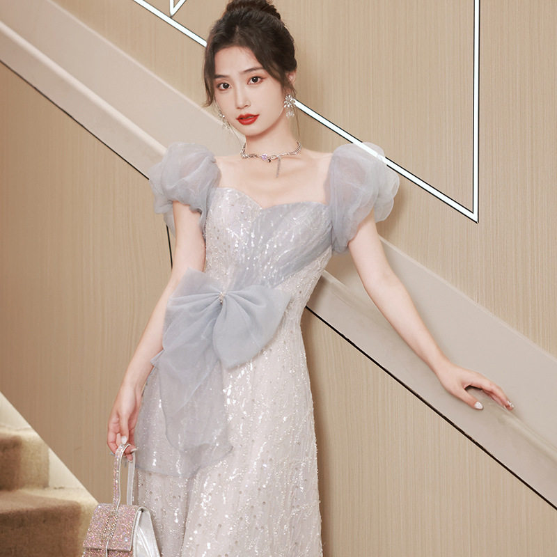 高级感晚礼服裙女2026新款高端轻奢小众生日婚纱舞台主持人礼服图片