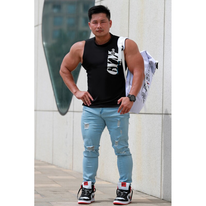 JP.MORCH男子 紧身健身坎肩背心运动压缩速干排汗 印花 男无袖T恤