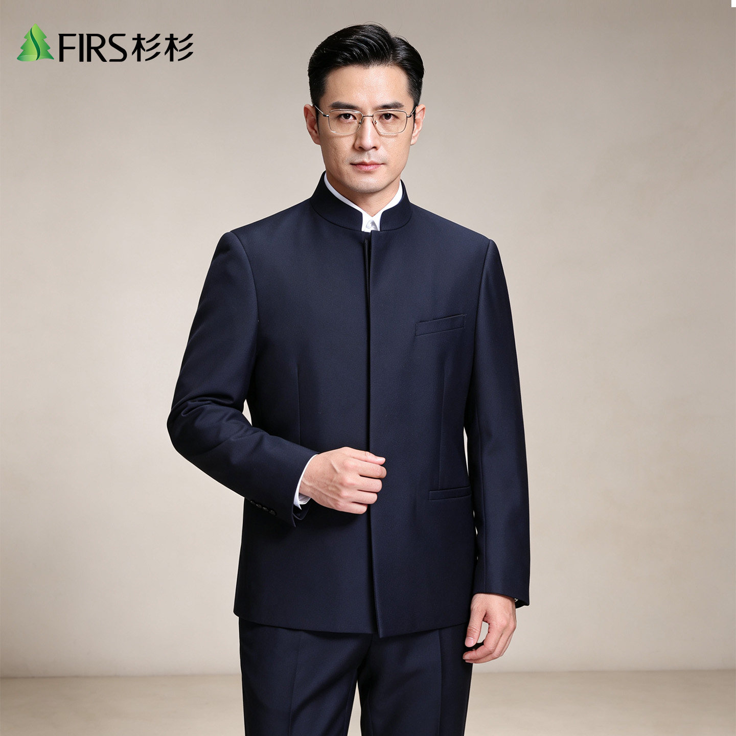 杉杉秋冬新款西服套装男士唐装中老年国风立领中山装爸爸婚礼西装