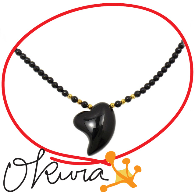 日本珠宝桃心黑玛瑙项链