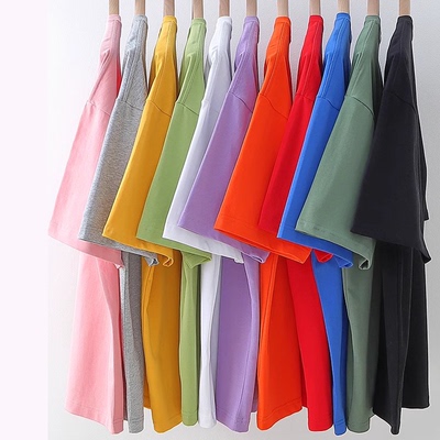 白色短袖t恤男款重磅220g纯棉打底衫纯色半袖新款全黑色体恤上衣