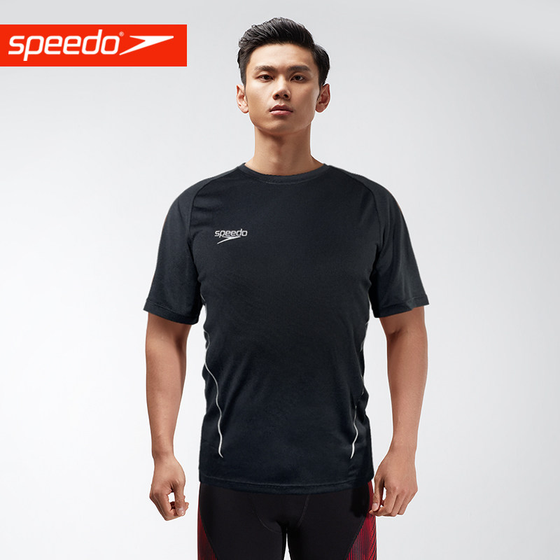 Speedo速比涛男士圆领修身T恤衫显瘦健身透气休闲运动服短袖