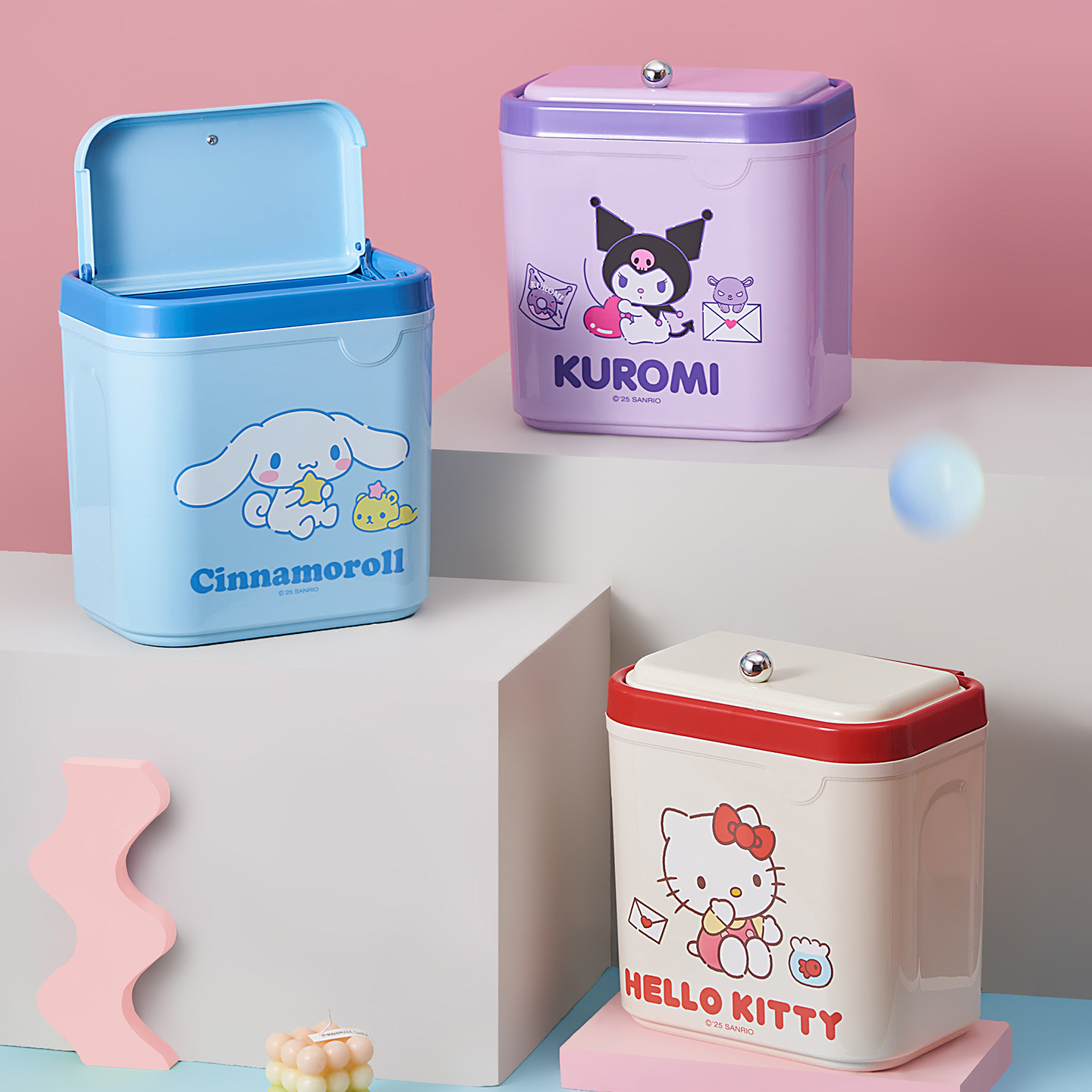可爱卡通厨房垃圾桶带盖壁挂式收纳桶家用耐用库洛米三丽鸥垃圾桶