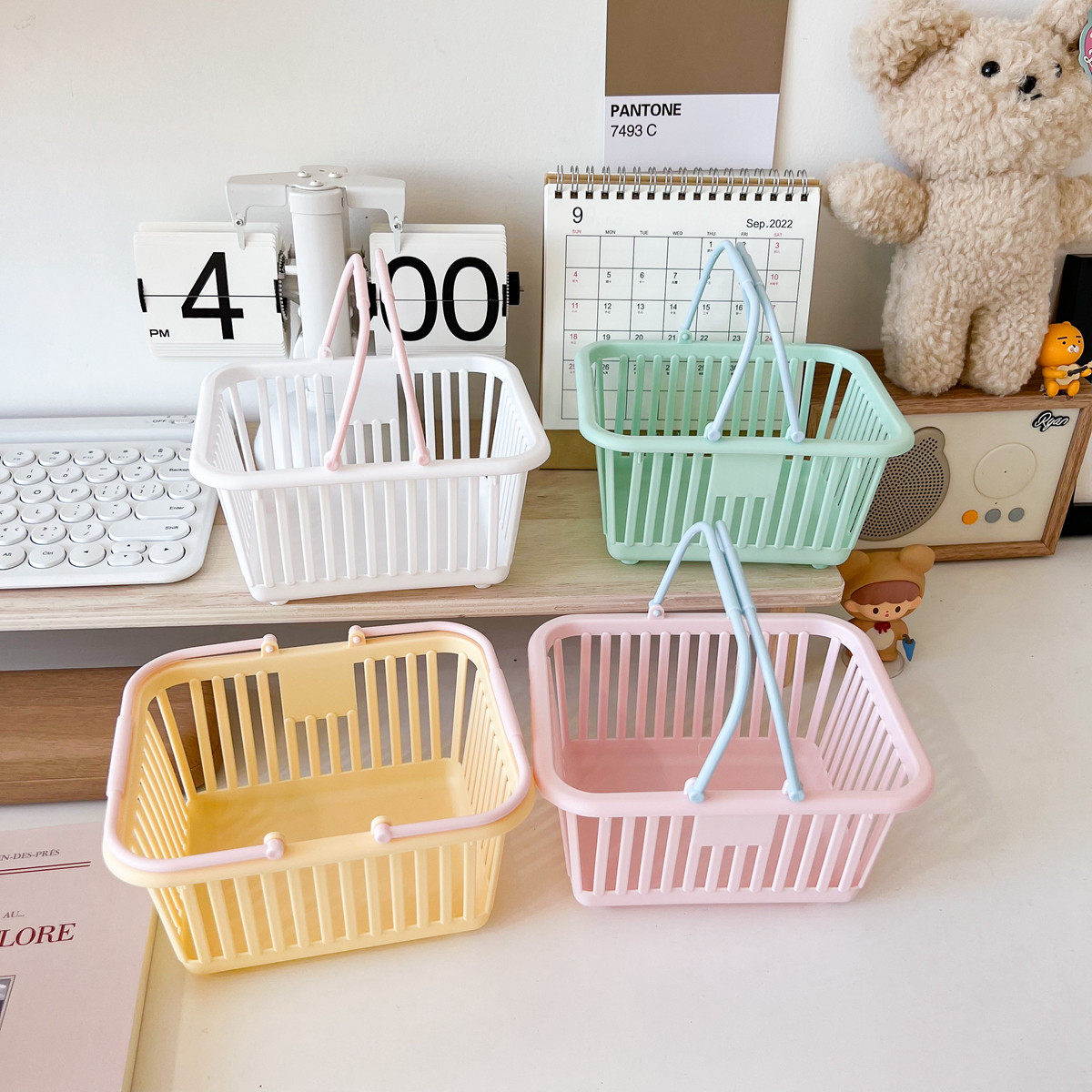 ins风彩虹色收纳筐手提蓝子桌面少女心可爱收纳盒宿舍杂物整理架,收纳整理,其他收纳篮,淘宝优惠券,粉丝福利购,淘宝优惠卷