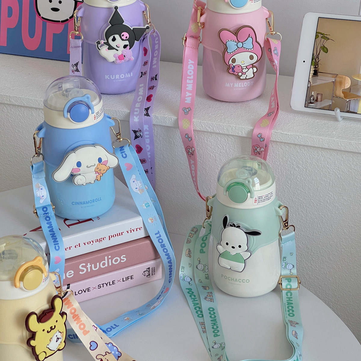 联名款三丽鸥316不锈钢大耳狗大肚保温杯卡通挂绳吸管杯超长保温,餐饮具,保冷/保温杯,淘宝优惠券,粉丝福利购,淘宝优惠卷