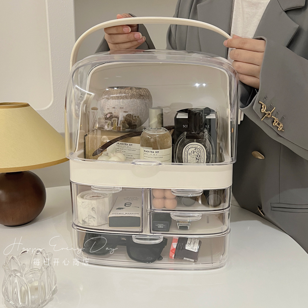 高颜值大容量防尘翻盖收纳盒