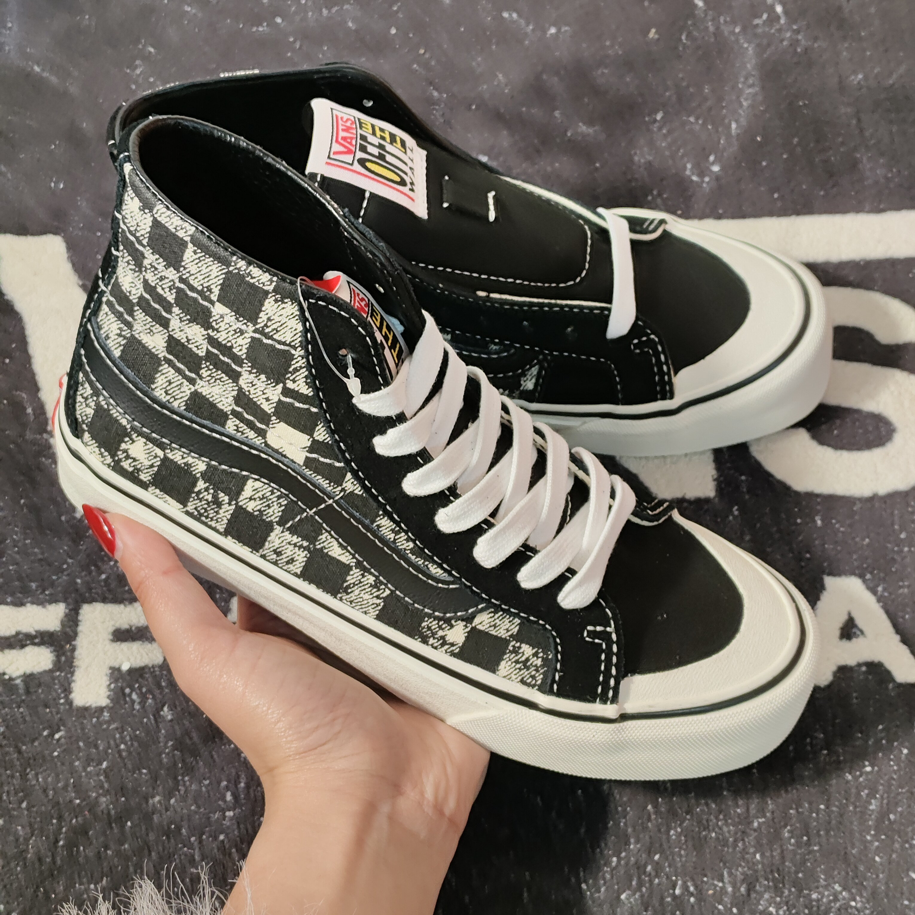 Vans范斯SK8-Hi 138 Decon SF黑白棋盘格高帮板鞋VN0A3MV1VFZ