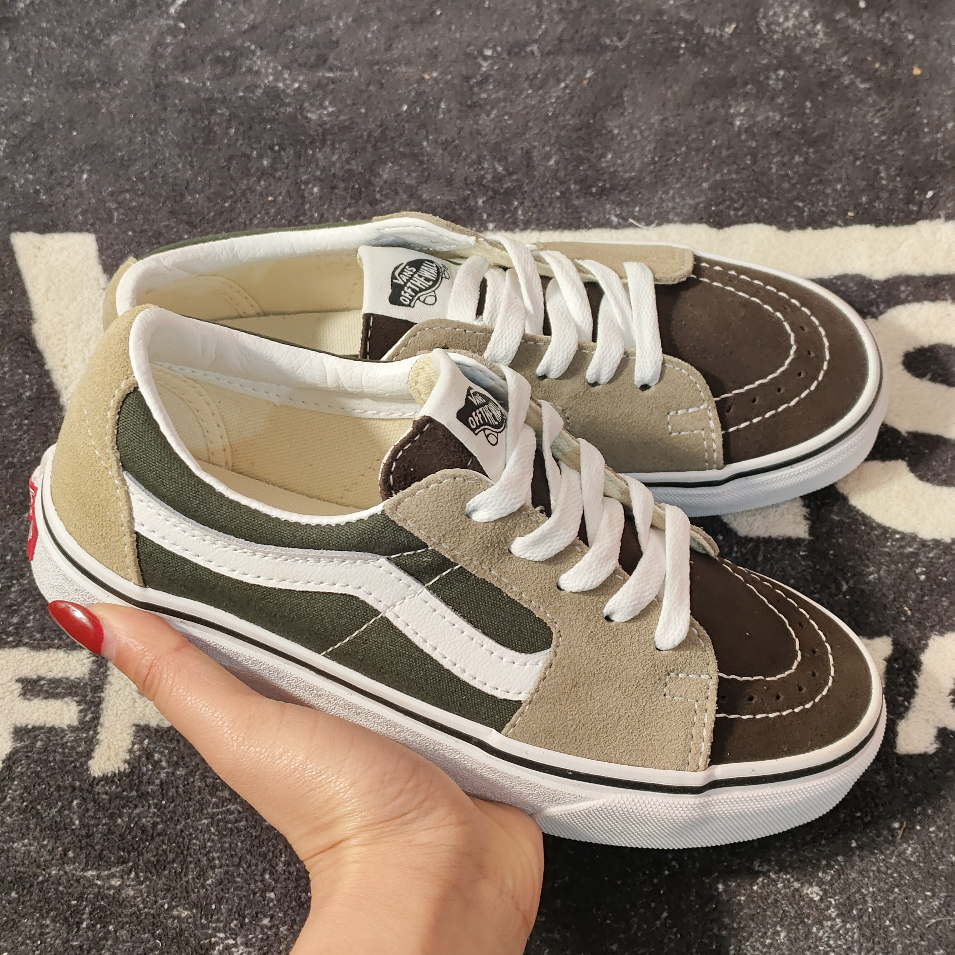 Vans Sk8-Low VN0A4UUKB7J 绿棕拼色复古低帮休闲板鞋