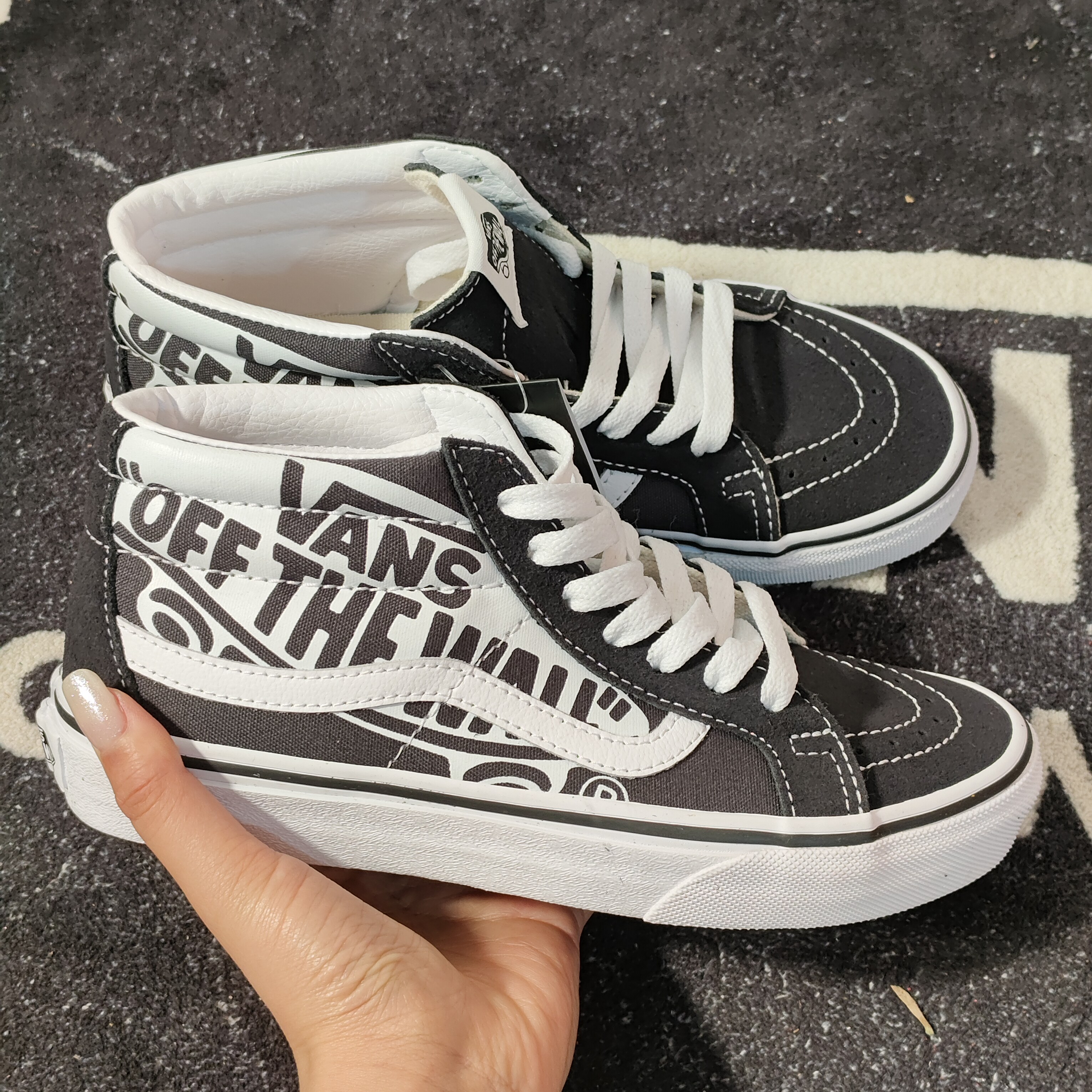 VANS范斯SK8-Mid黑白字母印花中帮男女休闲滑板鞋VN0A391FTY6