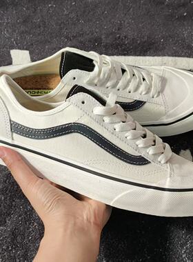 断码特价Vans OldSkool米白黑条软木塞鞋垫低帮帆布鞋VN0A4BX9KIG