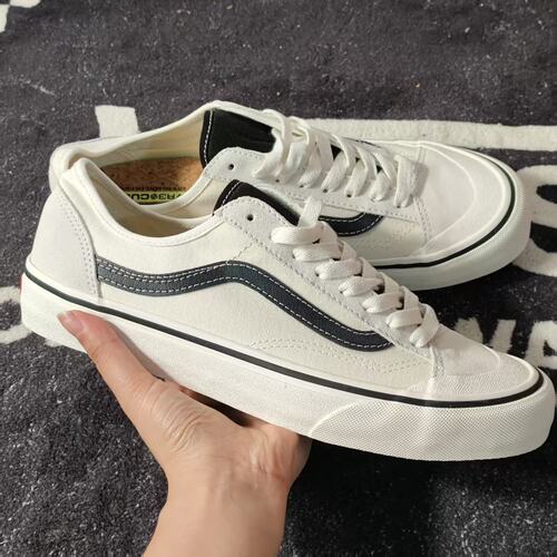 断码特价Vans OldSkool米白黑条软木塞鞋垫低帮帆布鞋VN0A4BX9KIG