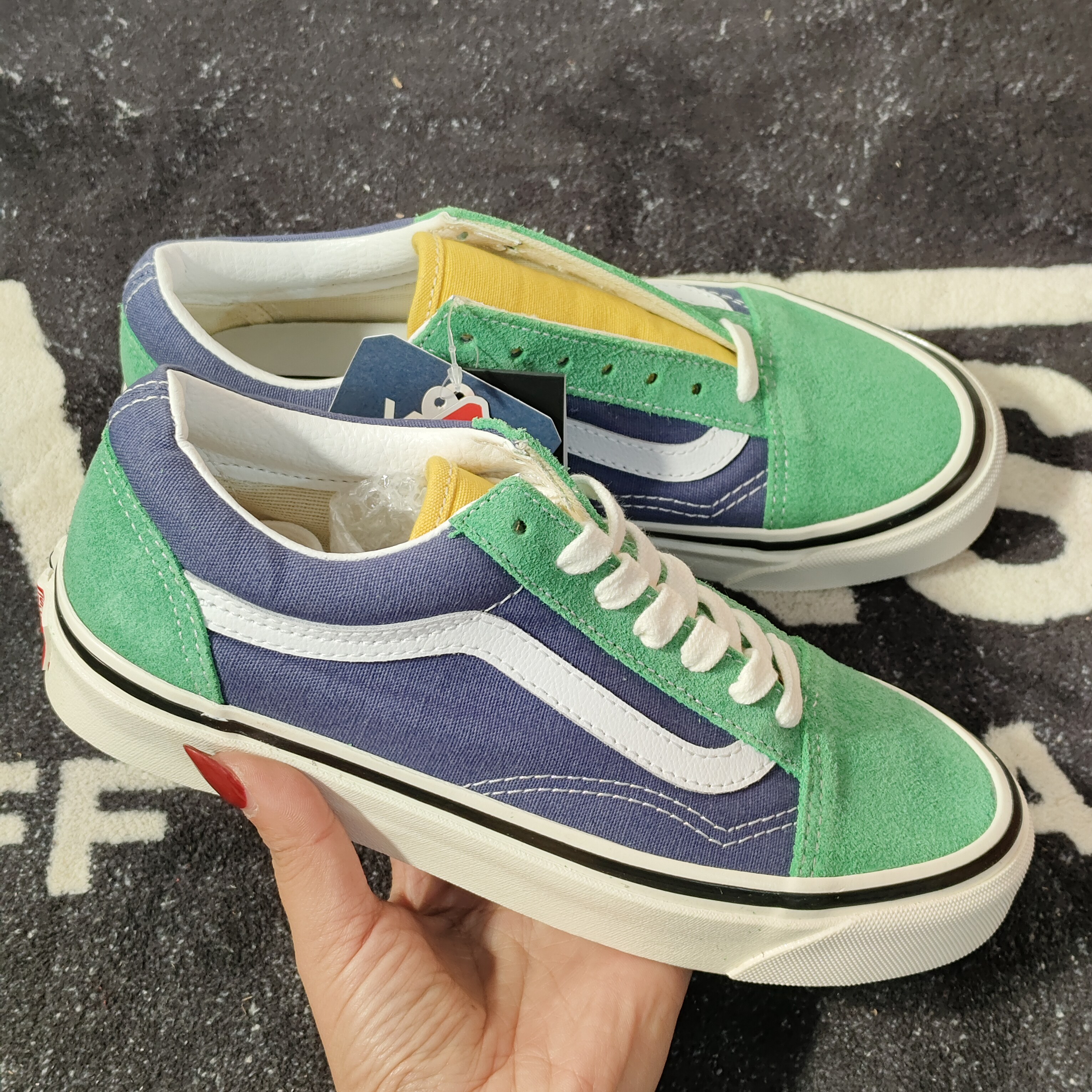 Vans范斯Old Skool 36 DX安纳海姆绿蓝拼色男女板鞋VN0A38G2VZQ