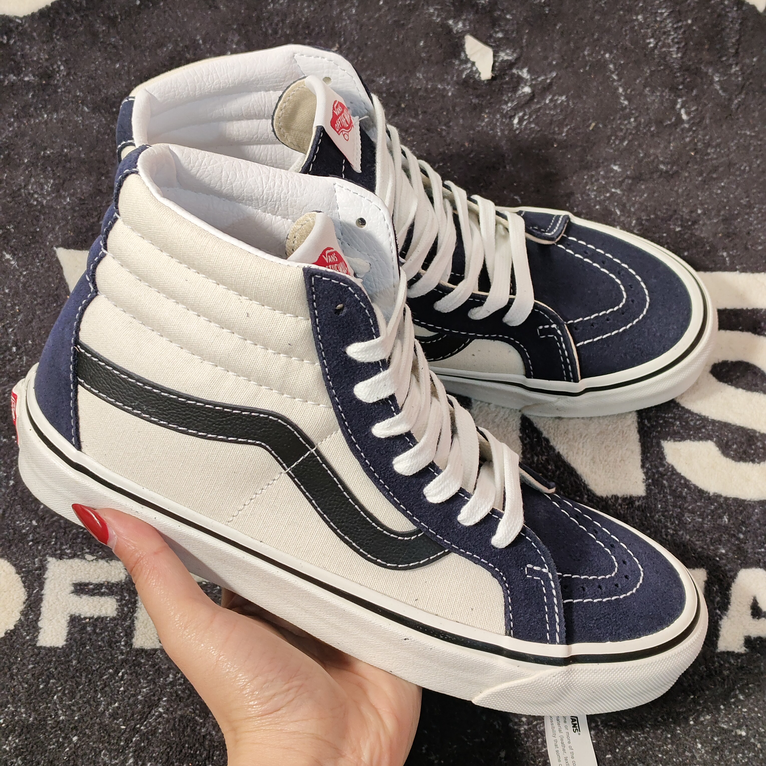 Vans范斯Sk8-Hi安纳海姆蓝白拼色高帮男女滑板鞋VN0A38GF4UJ