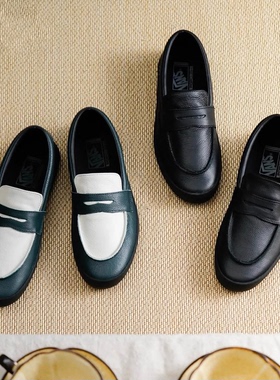 Sunny现货 VANS乐福鞋SLIP ON PRO黑白皮质一脚蹬板鞋VN0A5DXUBKA