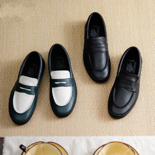 Sunny现货 VANS乐福鞋SLIP ON PRO黑白皮质一脚蹬板鞋VN0A5DXUBKA