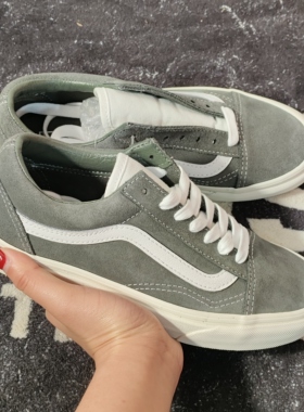 Vans Old Skool VN0A38G1ORW灰绿麂皮低帮男女休闲滑板鞋
