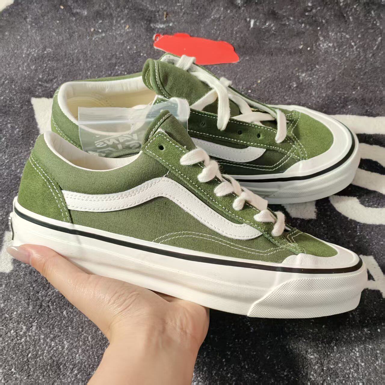 Vans Old Skool牛油果绿麂皮拼接复古低帮男女滑板鞋VN000MT6E02