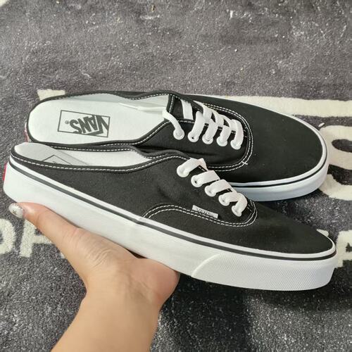 Vans Authentic Mule黑白经典半拖无后跟帆布男女板鞋VN0A54F76BT