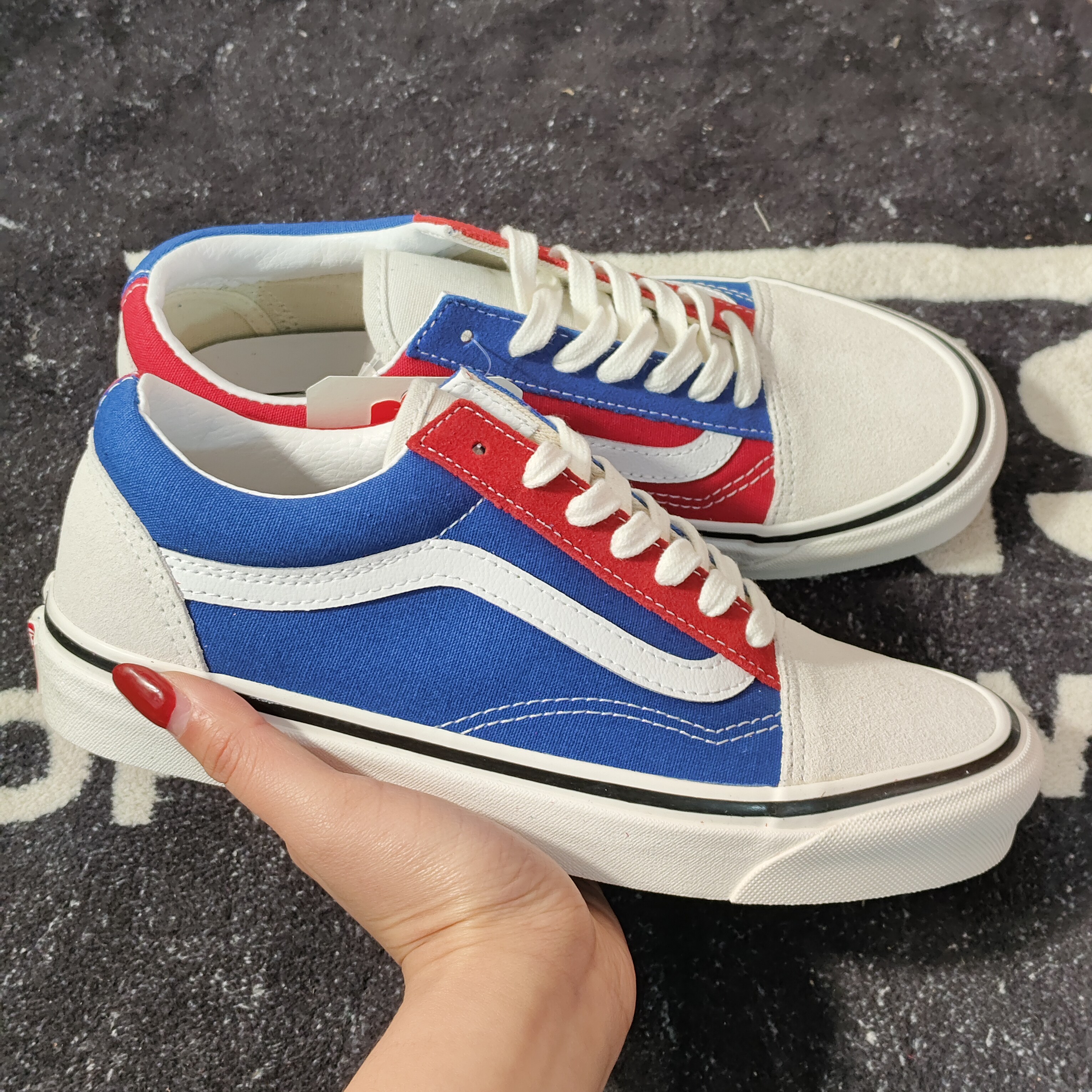 Vans Old Skool白红蓝拼色低帮休闲板鞋 VN0A38G2XFN