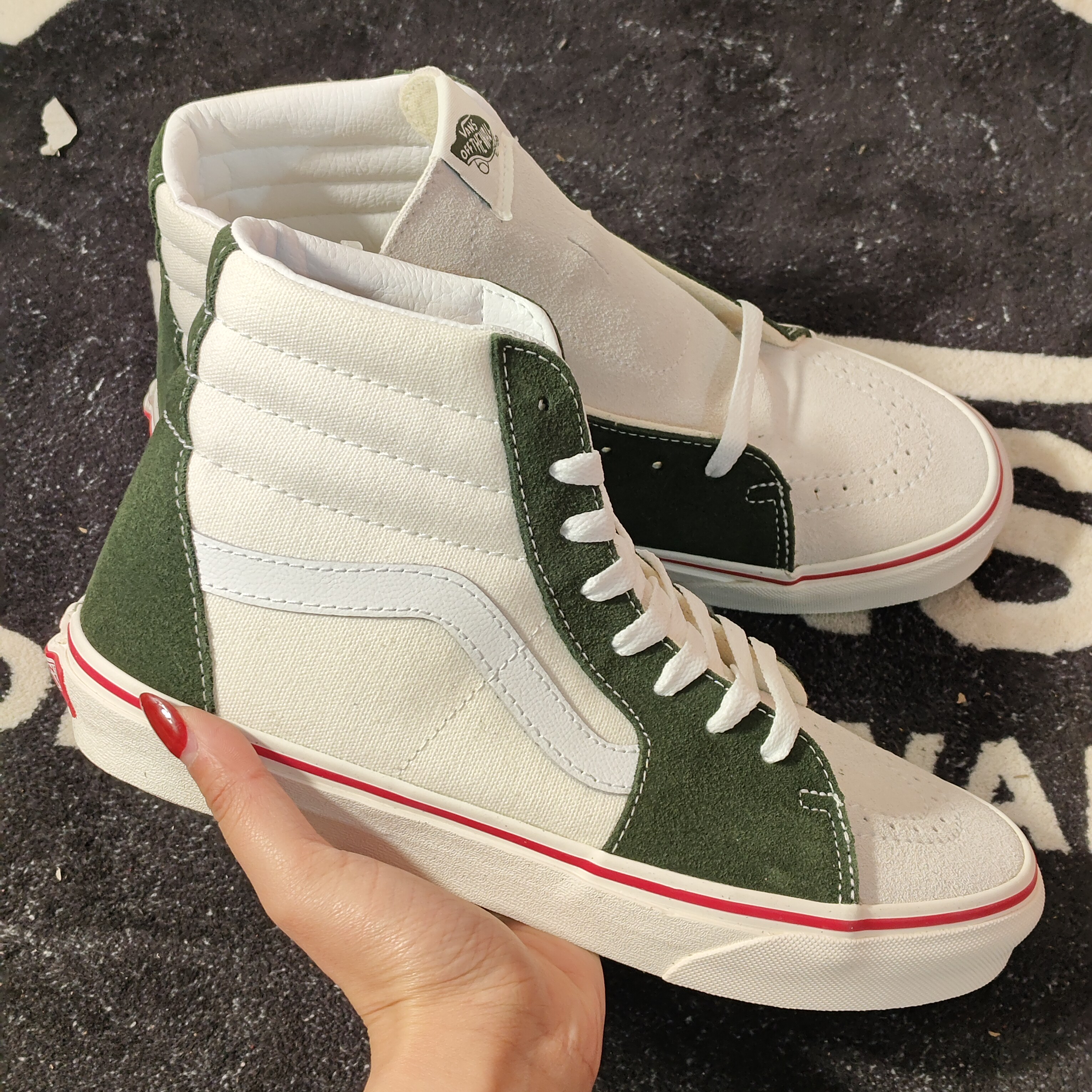 Vans Sk8-Hi白绿拼接高帮板鞋VN0A4U3C2TZ男女复古休闲帆布鞋