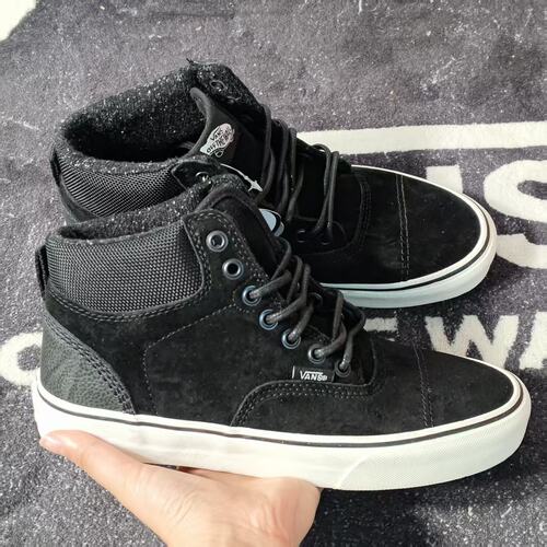 Vans Sk8-Mid全黑麂皮中帮加绒保暖男女休闲滑板鞋VN0A348OM1L
