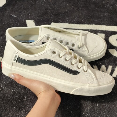Vans Style36SF米白黑条低帮复古休闲帆布鞋VN0A3QXZQKP