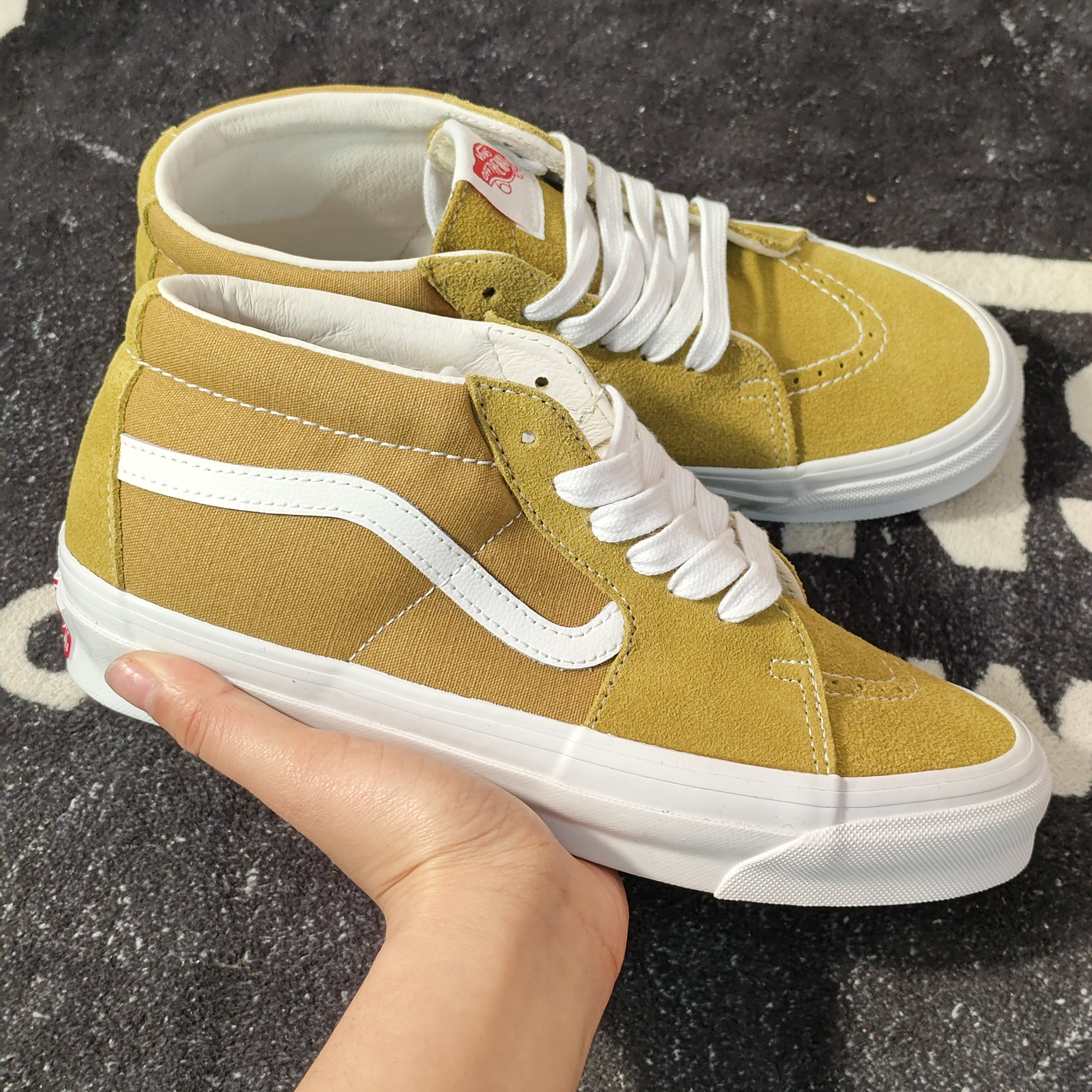 Vans范斯SK8-Mid姜黄色中帮帆布休闲板鞋VN0A4BVCN2X