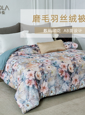 菲罗菈AB面磨毛数码印花羽丝绒春秋被纤维棉春秋被芯