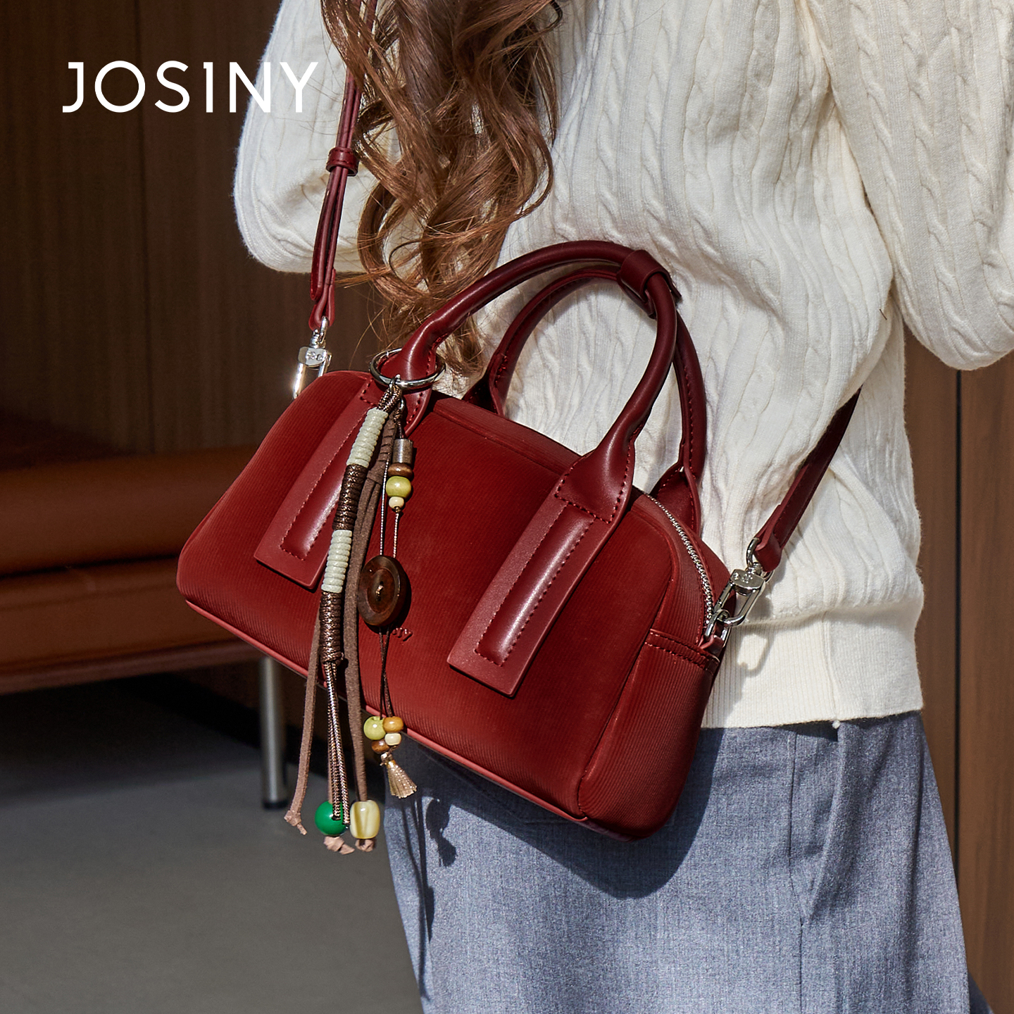 卓诗尼红色手提保龄球包