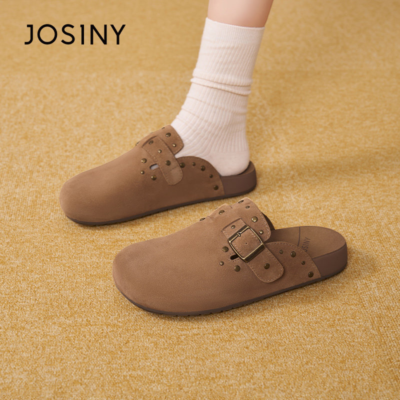 卓诗尼勃肯鞋女2026春季新款一脚蹬外穿半拖懒人鞋平底包头拖鞋,女鞋,勃肯鞋/软木鞋,淘宝优惠券,粉丝福利购,淘宝优惠卷