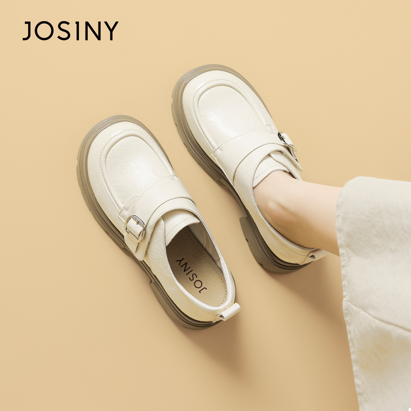 卓诗尼厚底乐福鞋女一脚蹬单鞋