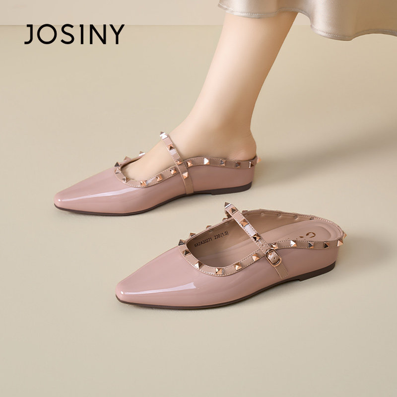 卓诗尼内增高玛丽珍鞋女2026春季新款平底尖头单鞋包头外穿半拖鞋,女鞋,浅口单鞋,淘宝优惠券,粉丝福利购,淘宝优惠卷