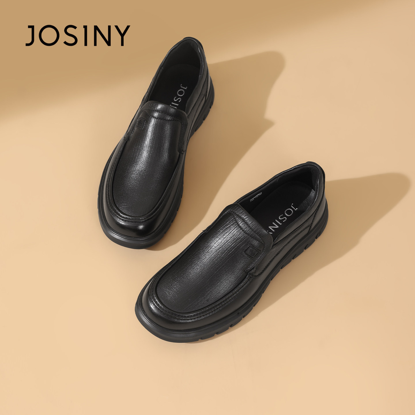 卓诗尼乐福鞋男2025年秋冬新款黑色豆豆鞋一脚蹬懒人鞋休闲皮鞋,流行男鞋,休闲皮鞋,淘宝优惠券,粉丝福利购,淘宝优惠卷