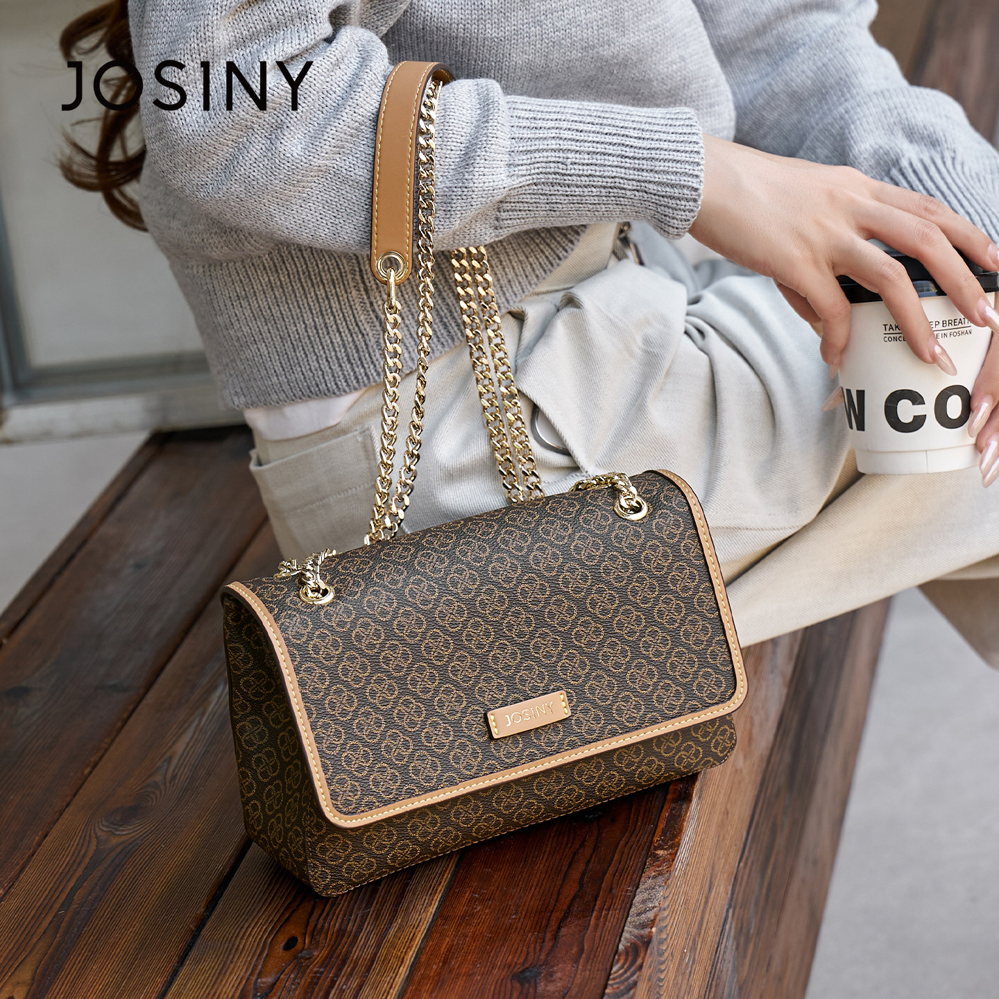 卓诗尼高级感百搭手提包女2026新款经典老花链条小方包单肩斜挎包,箱包皮具/热销女包/男包,单肩包,淘宝优惠券,粉丝福利购,淘宝优惠卷