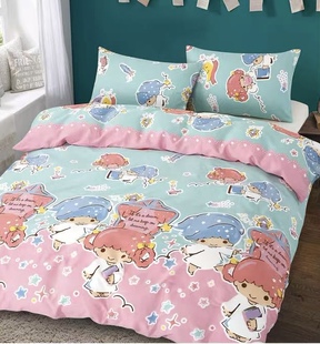 纯棉卡通双子星小双星床品四件套 粉蓝色男女孩订做