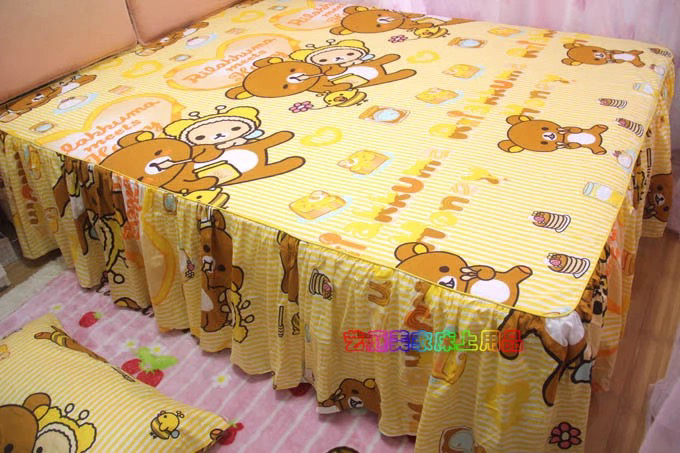 卡通床品全棉kitty夹棉床裙四件套 轻松熊黄色小蜜蜂公主  可订做