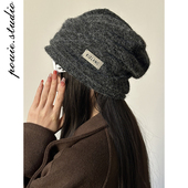 保暖时尚 韩版 ins高级感不规则褶皱堆堆帽女秋冬季 百搭套头冷帽潮