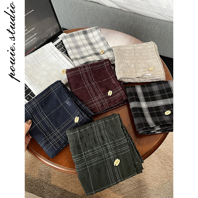 复古英伦风经典格子小方巾女2026新款韩版时尚休闲百搭包头巾屁帘