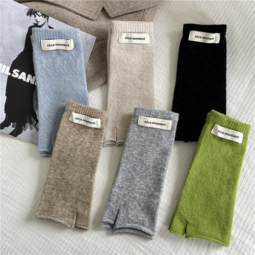 法式慵懒风保暖堆堆半指手套