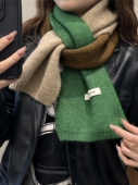 韩版 ins撞色小围巾女秋冬季 护颈可爱保暖针织百搭拼色围脖学生潮