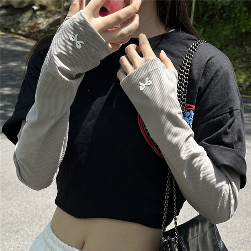 夏蝴蝶结防晒袖套宽松薄防紫外线
