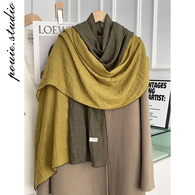文艺复古拼色长款棉麻围巾女春秋薄款透气洋气百搭空调房护颈围脖,服饰配件/皮带/帽子/围巾,围巾/丝巾/披肩,淘宝优惠券,粉丝福利购,淘宝优惠卷