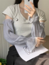 日系风防晒袖套女夏季冰袖百搭宽松纯色护袖薄款透气套袖护臂长袖