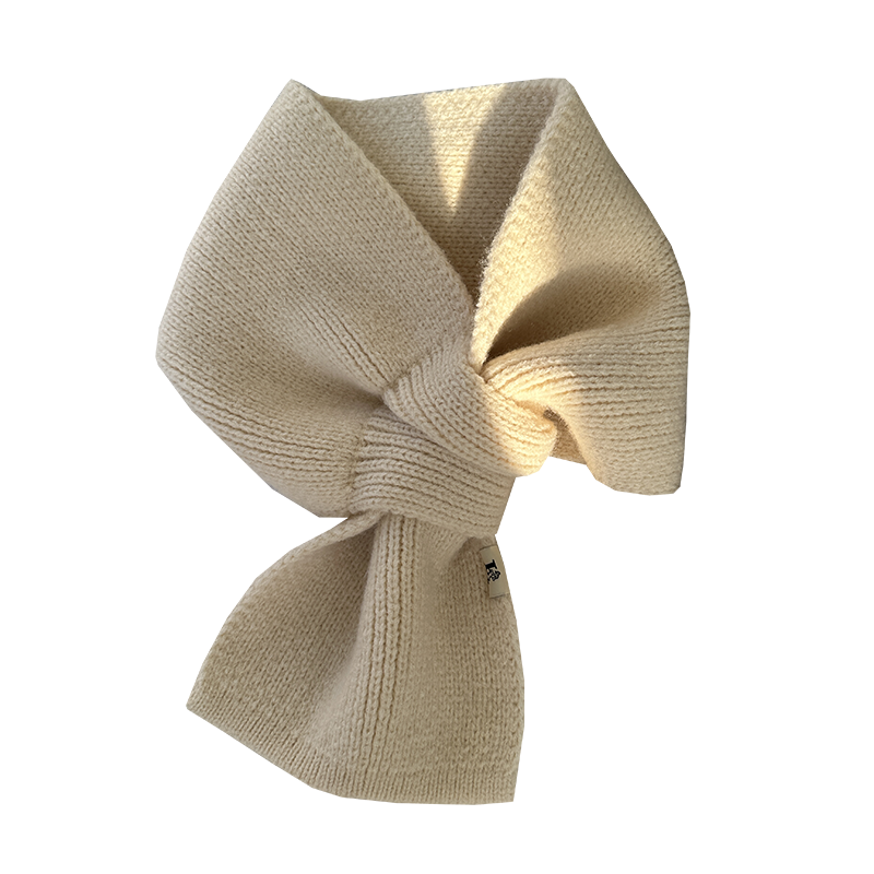 日系新款穿洞针织围脖秋冬纯色百搭保暖交叉毛线小围巾短款男女