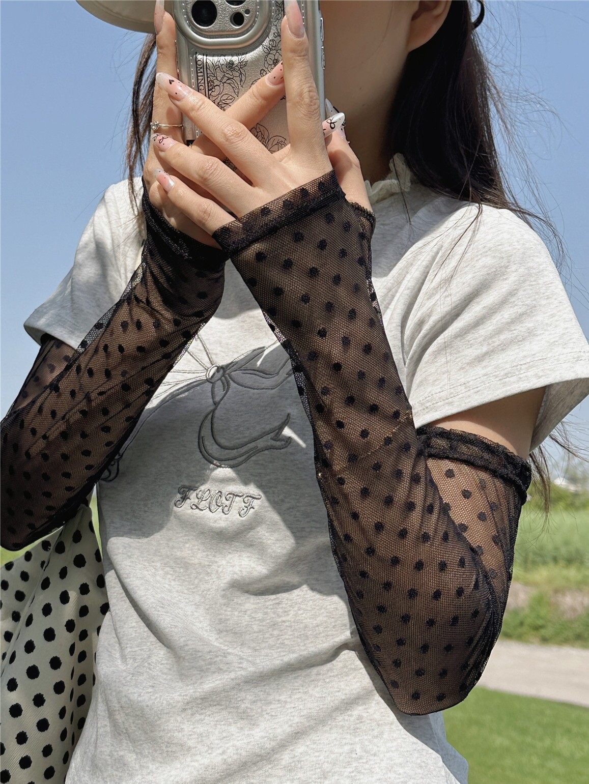 2026年夏季新款蕾丝波点冰袖女士百搭装饰遮阳时尚简约防晒袖套潮